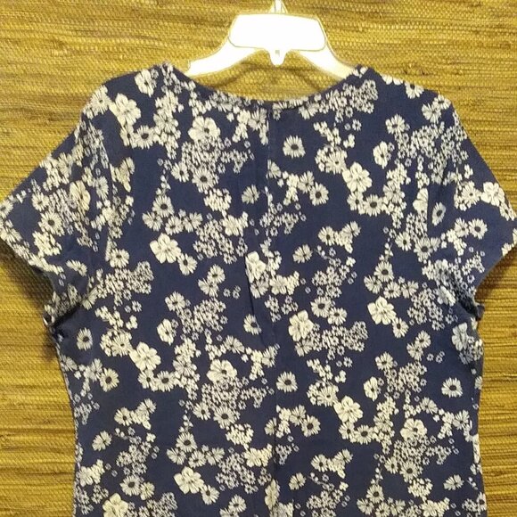 🌸 Old Navy XXL Navy Mini Dress White Floral  Stretch Cotton Blend - Picture 4 of 7
